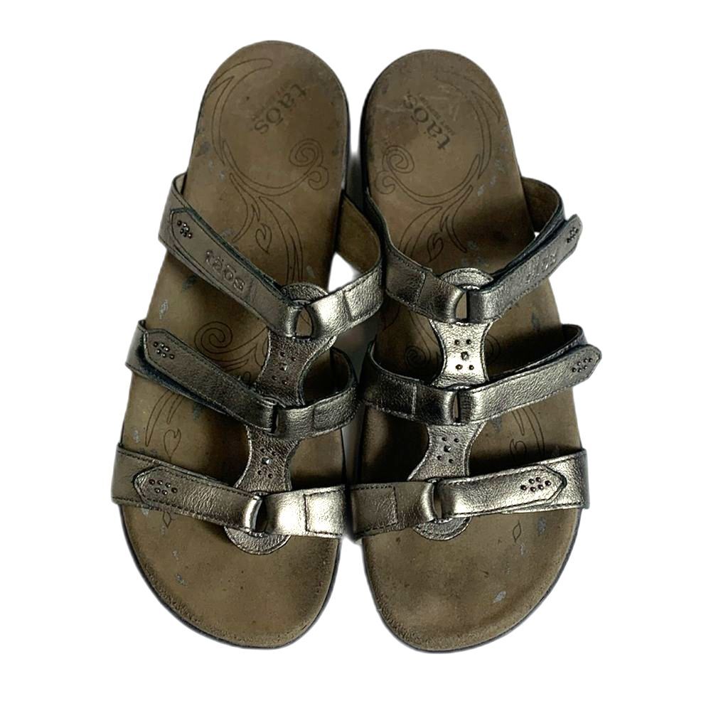 Taos Women's Bronze Metallic Leather Strappy Slide Comfort Sandal Size 11 - Picture 4 of 10